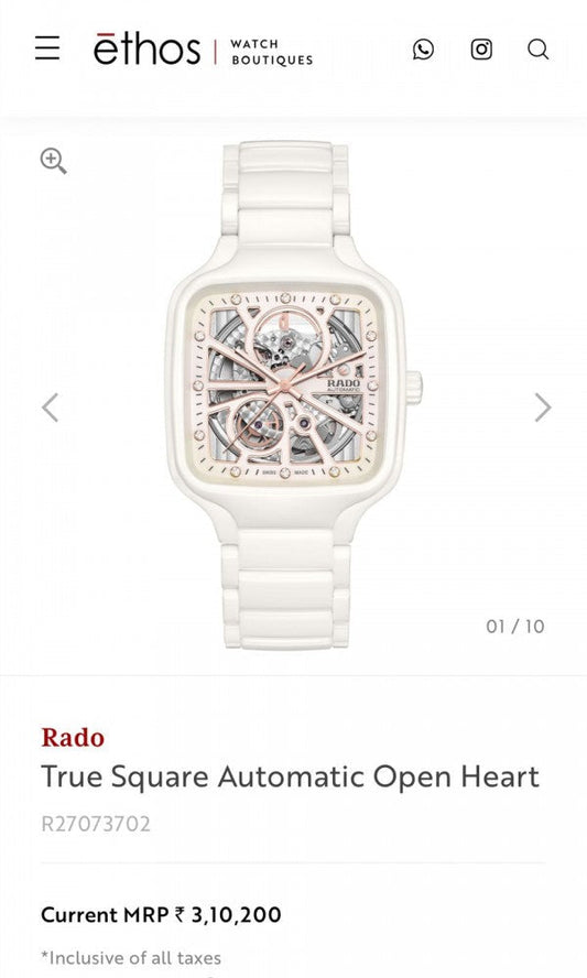 Rad_o true square automatic ceramic- white-copper